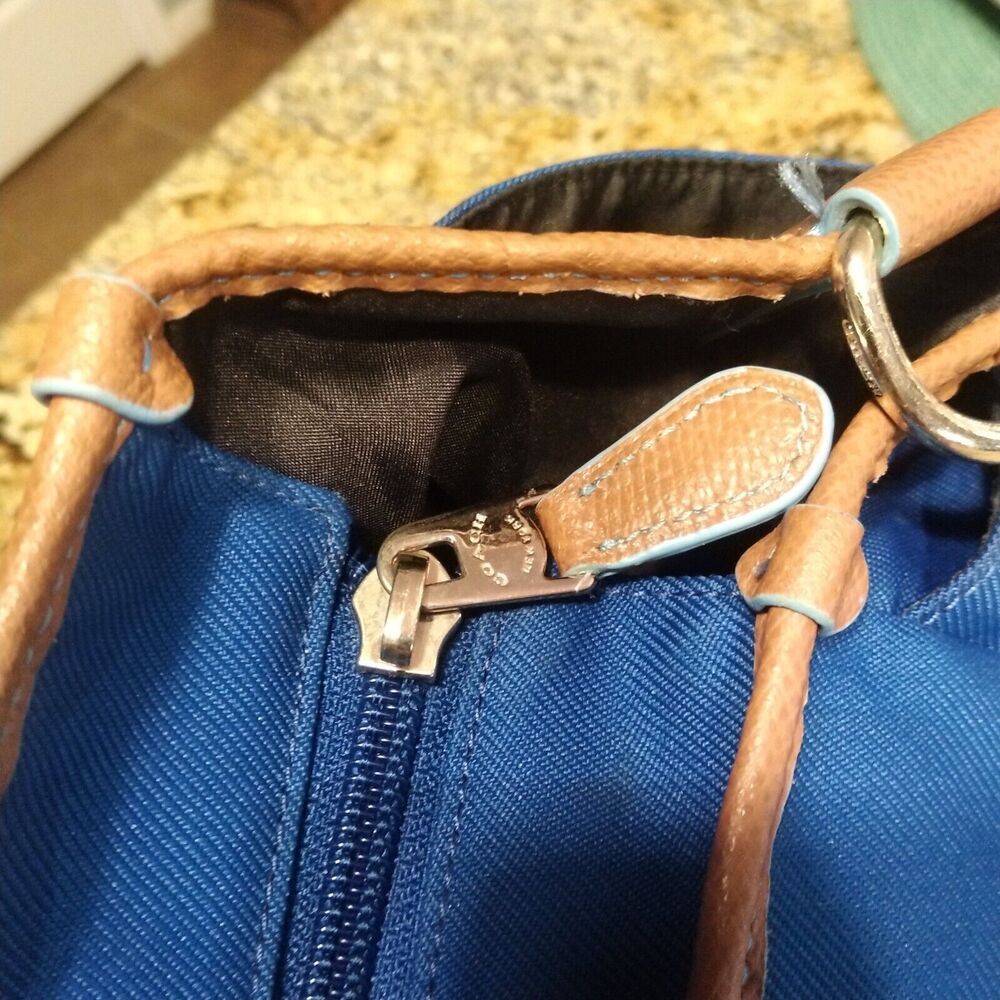 COACH Sawyer Rare Mineral Blue Canvas Travel Large Tote Shoulder Bag $495 - Picture 9 of 13
